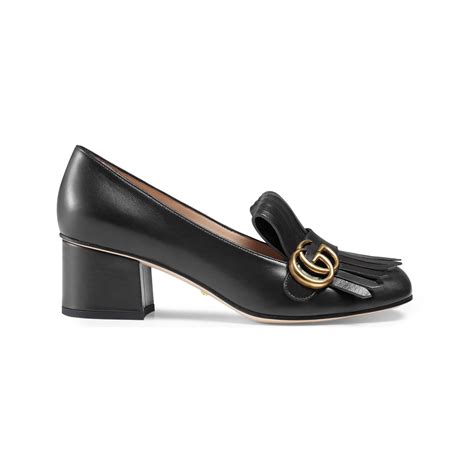 gucci marmont leather pump|Gucci Marmont mid heel pump.